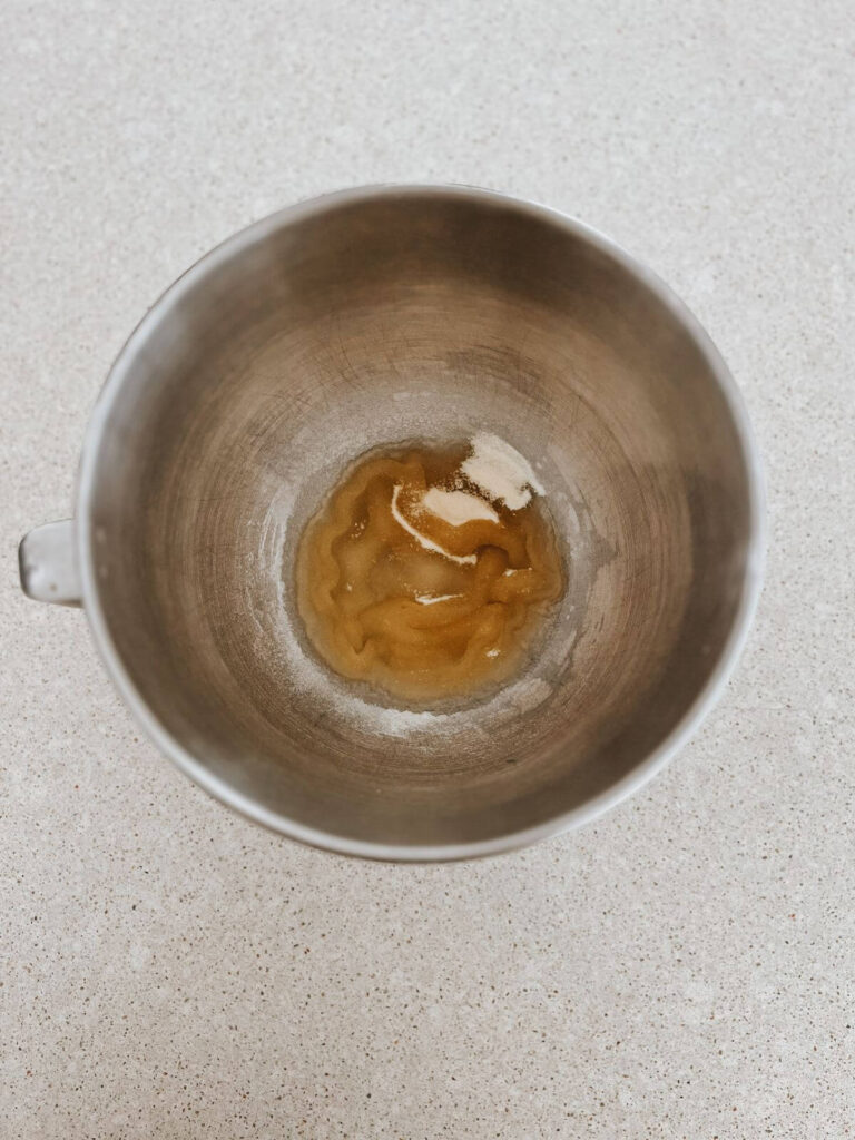 grass-fed gelatin in a stainless steel bowl with water blooming
