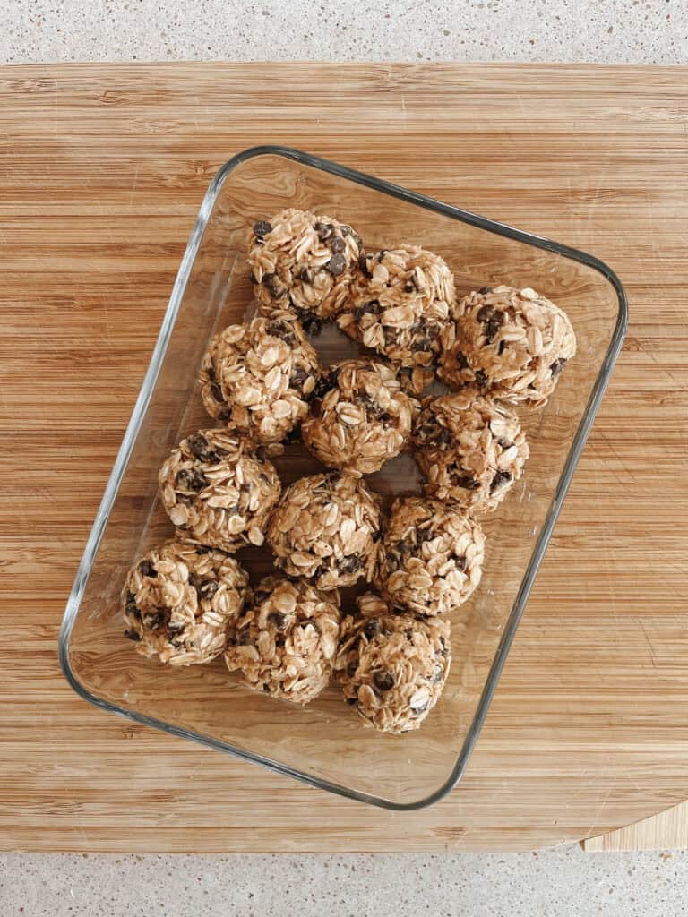 flatlay of 5-Ingredient Energy Bites in a glass container
